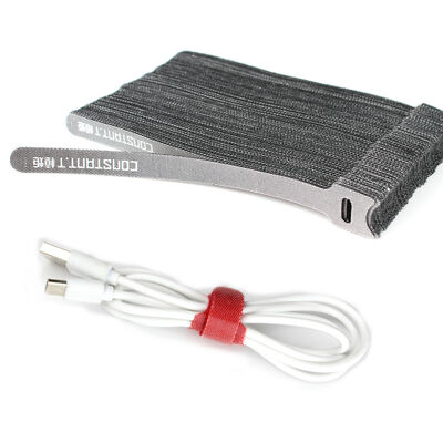 In-stock hook and loop cable ties, back-to-back data cable self-adhesive cable management ties, nylon colorful hook and loop cable ties